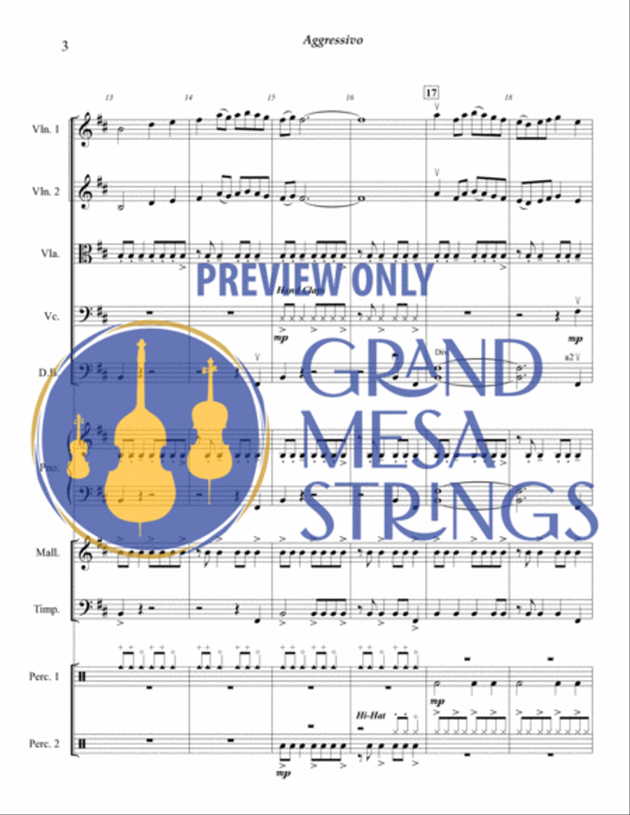 Aggressivo for Strings & Percussion String Orchestra scores gallery preview page 4