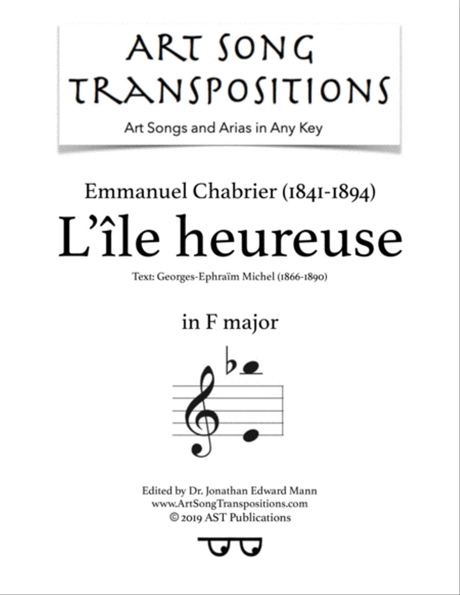 CHABRIER: L'île heureuse (transposed to F major) Voice scores gallery preview page 1