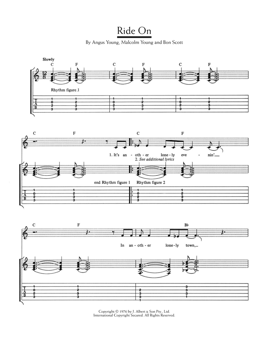 Ride On Guitar Tablature scores gallery preview page 1