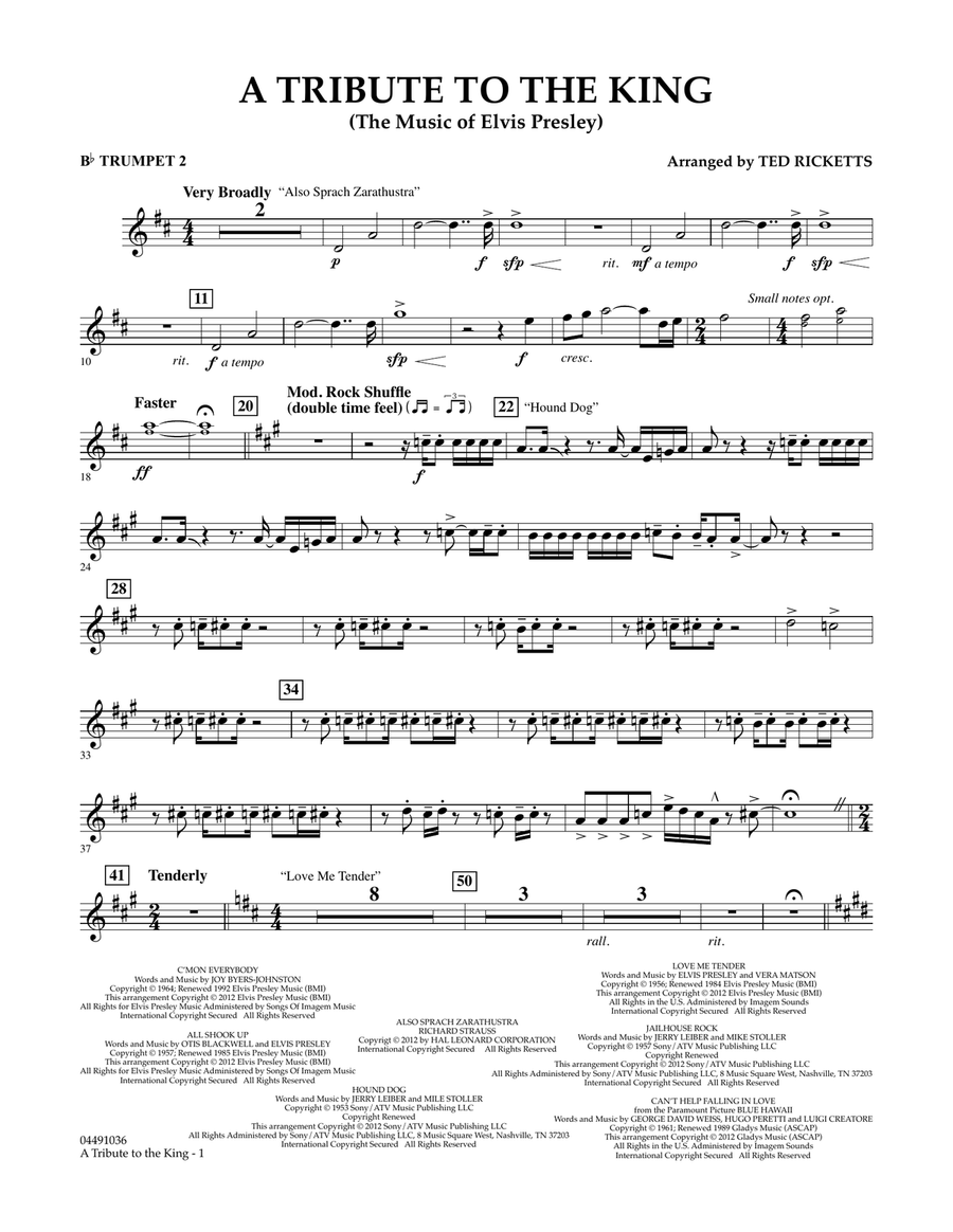 A Tribute to the King (The Music of Elvis Presley) - Bb Trumpet 2 Full Orchestra scores gallery preview page 1