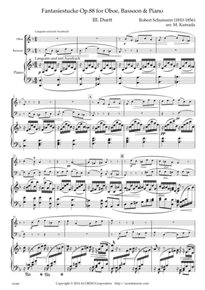 Fantasiestucke Op.88 III Duett for Oboe, Bassoon & Piano