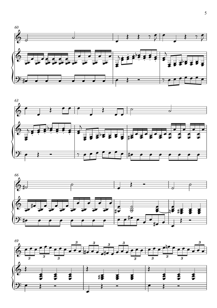 W.A Mozart - Der Hölle Rache kocht in meinem Herzen (Die Zauberflöte) Flute Solo Flute Solo scores gallery preview page 5