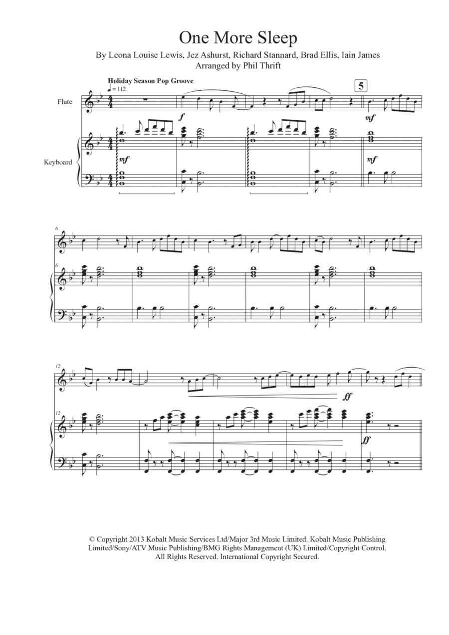 One More Sleep One More Sleep Flute Solo scores gallery preview page 1