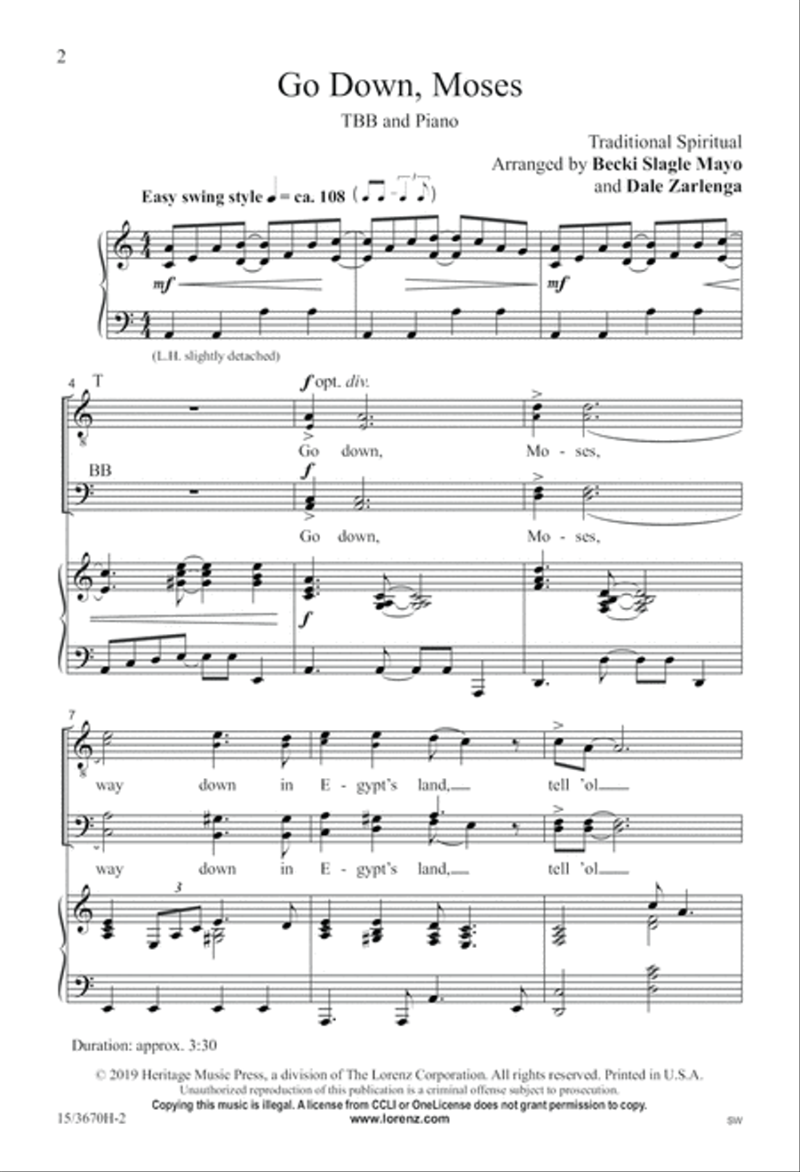 Go Down, Moses Go Down, Moses TTB scores gallery preview page 2