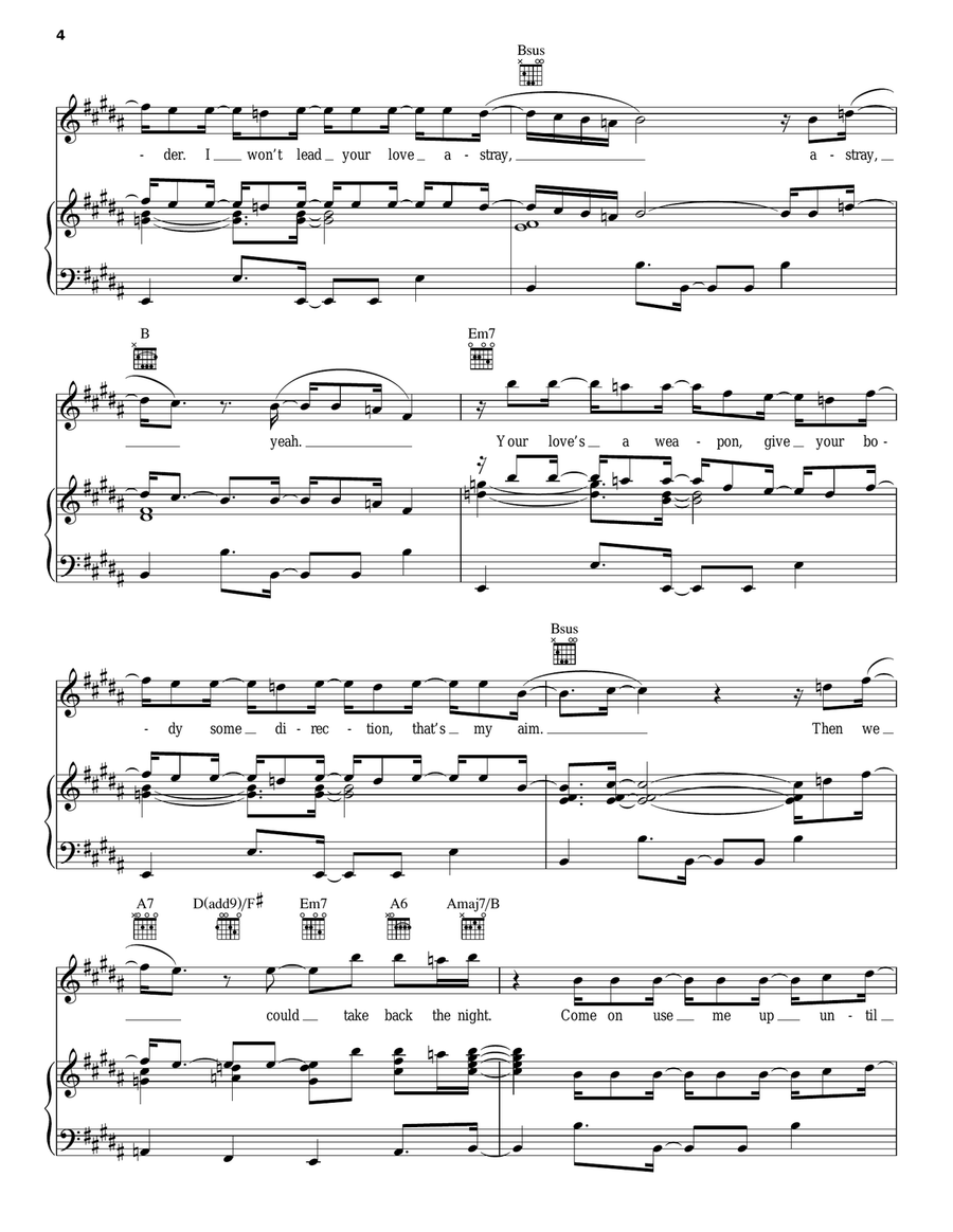 Take Back The Night Piano, Vocal, Guitar scores gallery preview page 4