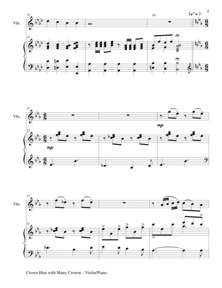 CROWN HIM WITH MANY CROWNS (Duet – Violin and Piano/Score and Parts) image number null