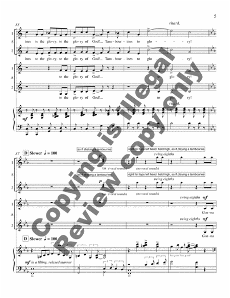 Tambourines from Harlem Songs SSAA scores gallery preview page 5