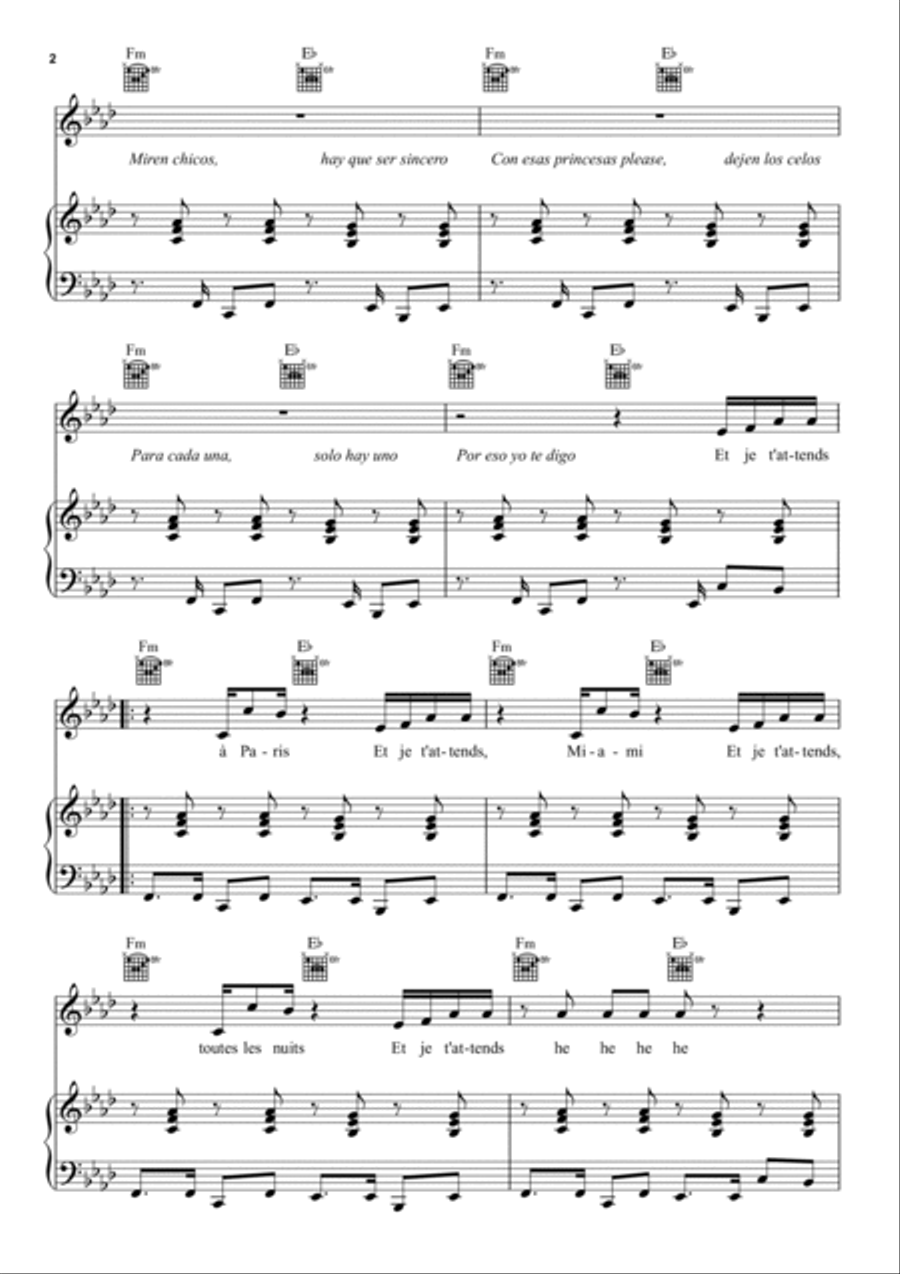 Ven (French Edit) Ven (French Edit) Piano, Vocal, Guitar scores gallery preview page 2