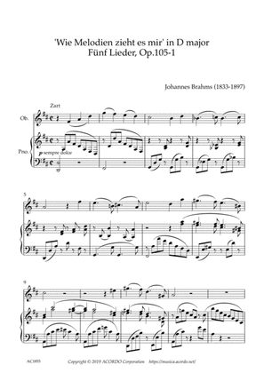 ‘Wie Melodien zieht es mir (It moves like a melody)' Op.105-1 in D Major for Oboe & Piano