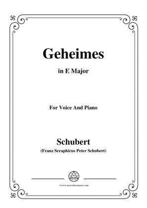 Book cover for Schubert-Geheimes,Op.14 No.2,in E Major,for Voice&Piano