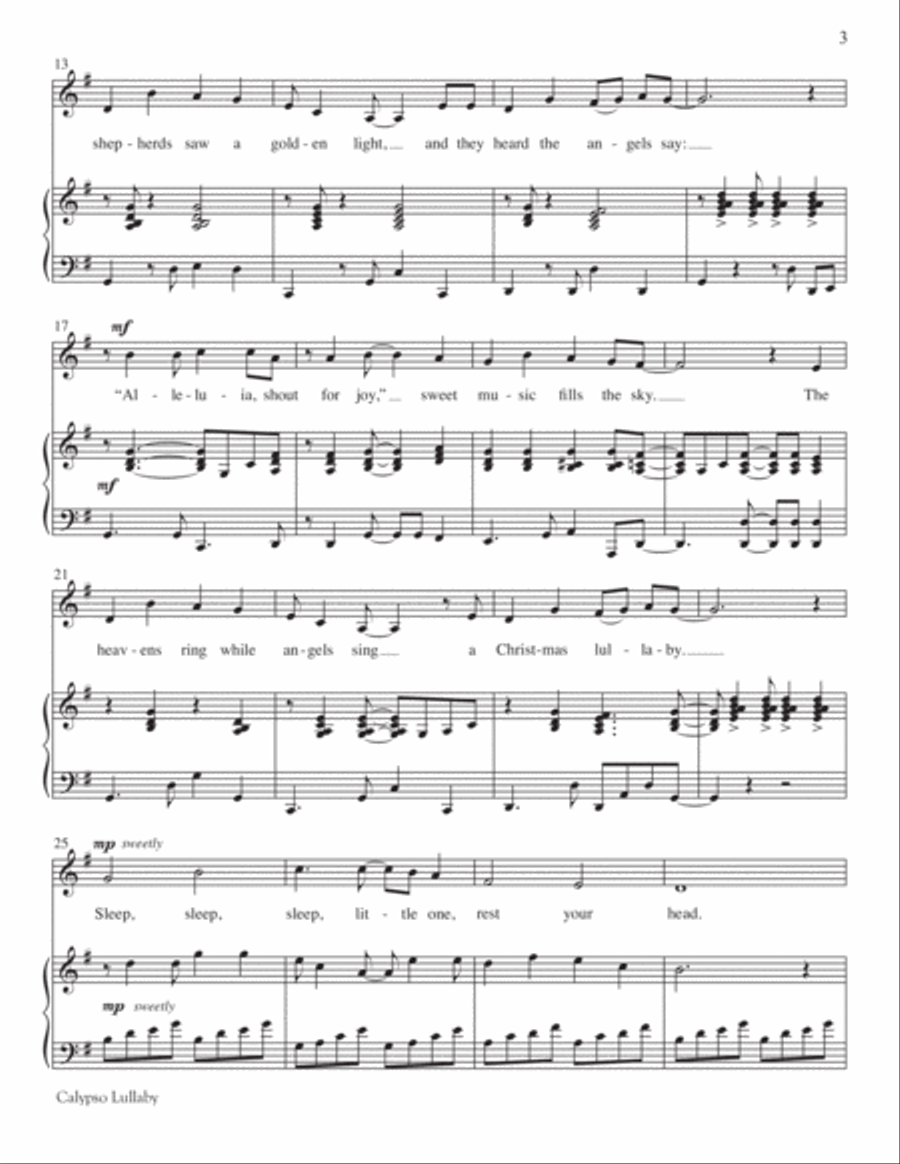 Calypso Lullaby Handbell Choir scores gallery preview page 3