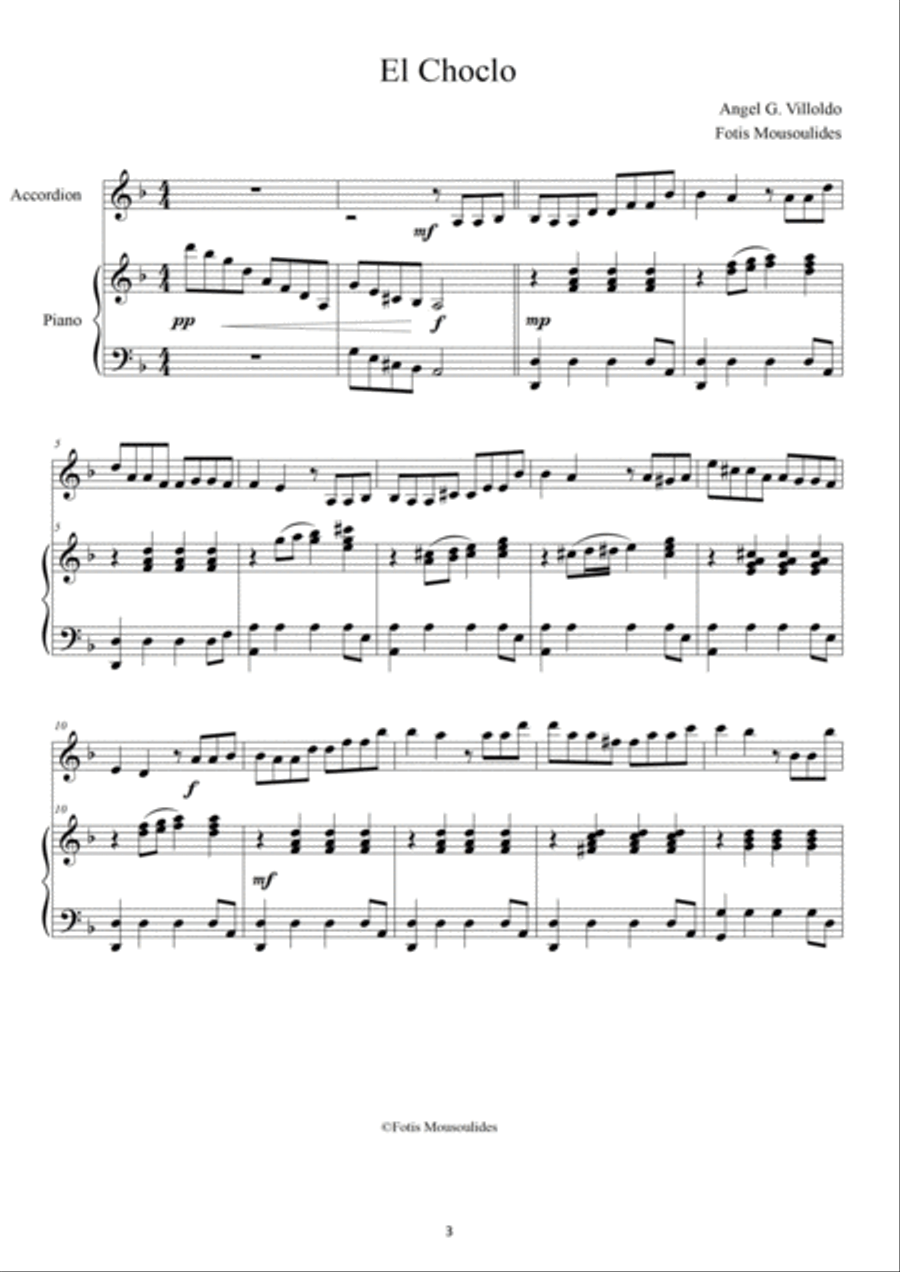 El Choclo for Accordion and Piano Piano scores gallery preview page 3