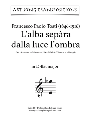 TOSTI: L'alba sepàra dalla luce l'ombra (transposed to D-flat major, C major, and B major)