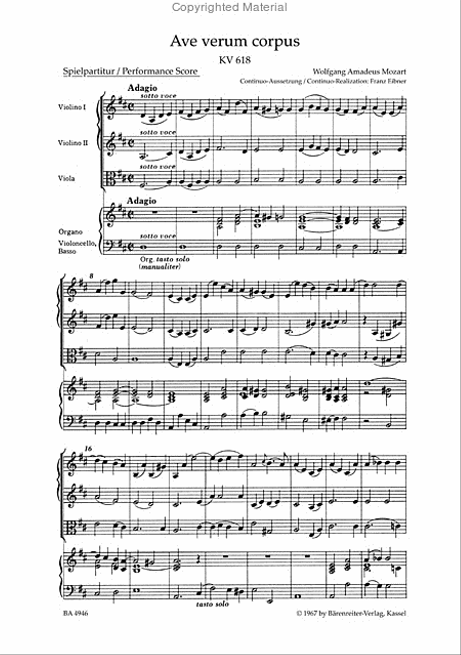 Ave verum corpus KV 618 Organ scores gallery preview page 2