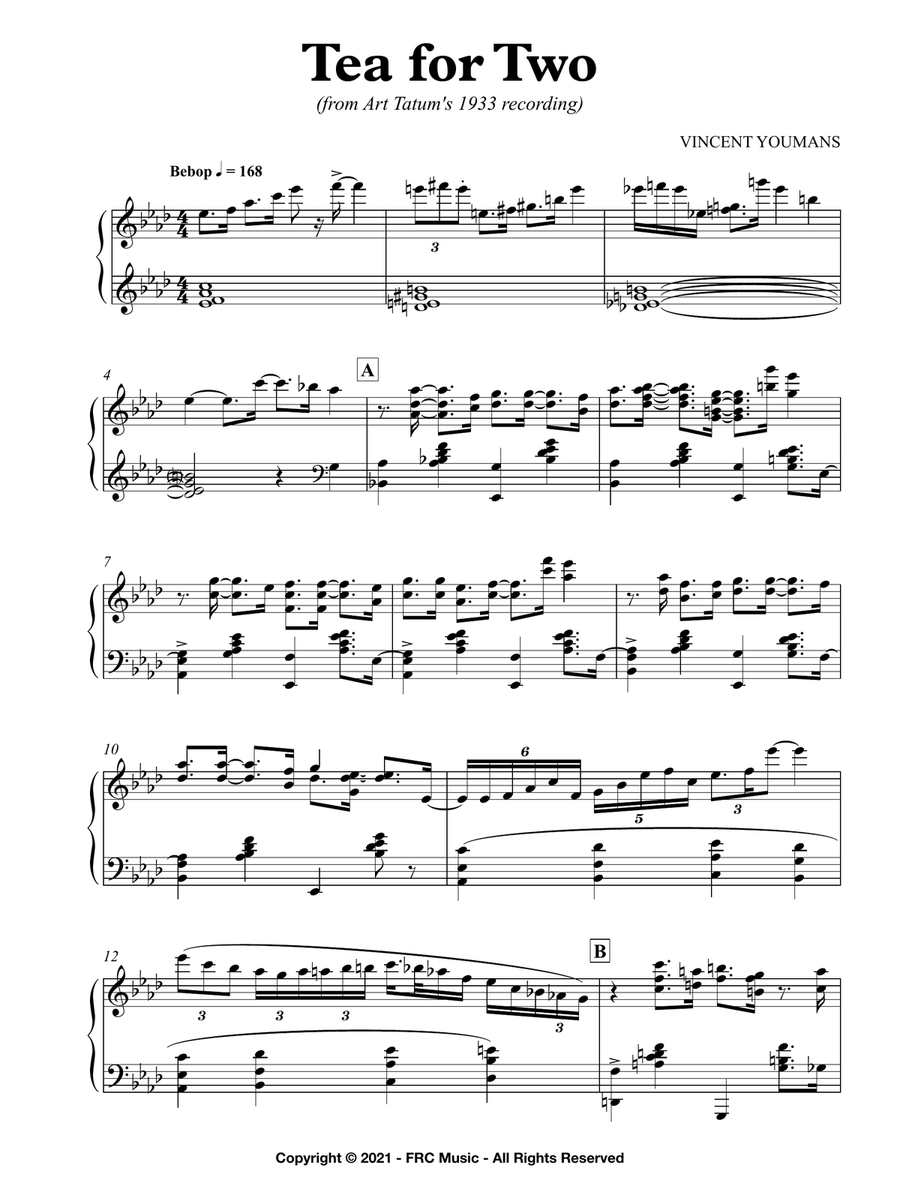Tea for Two for Piano Solo (from Art Tatum's 1933 recording) Piano Method scores gallery preview page 3