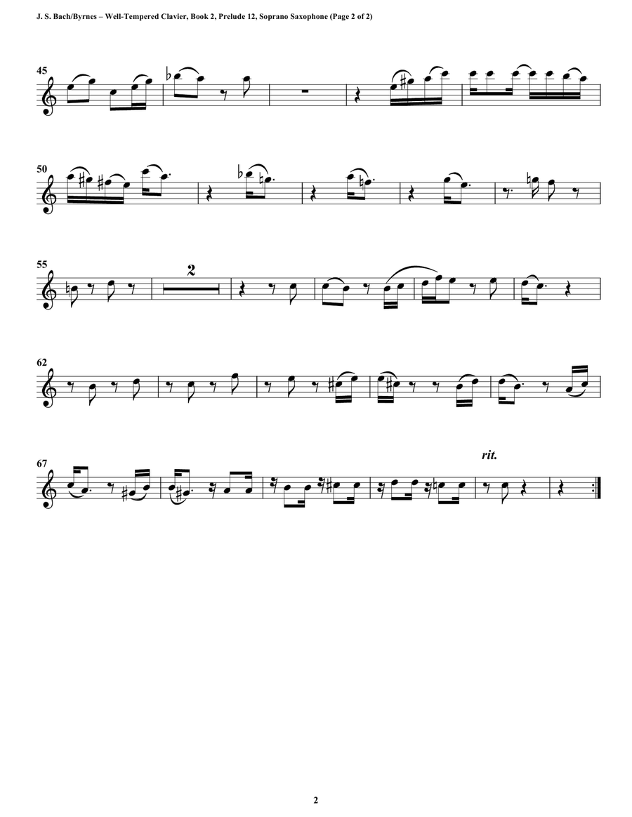 Prelude 12 from Well-Tempered Clavier, Book 2 (Saxophone Quartet) Saxophone Quartet scores gallery preview page 5