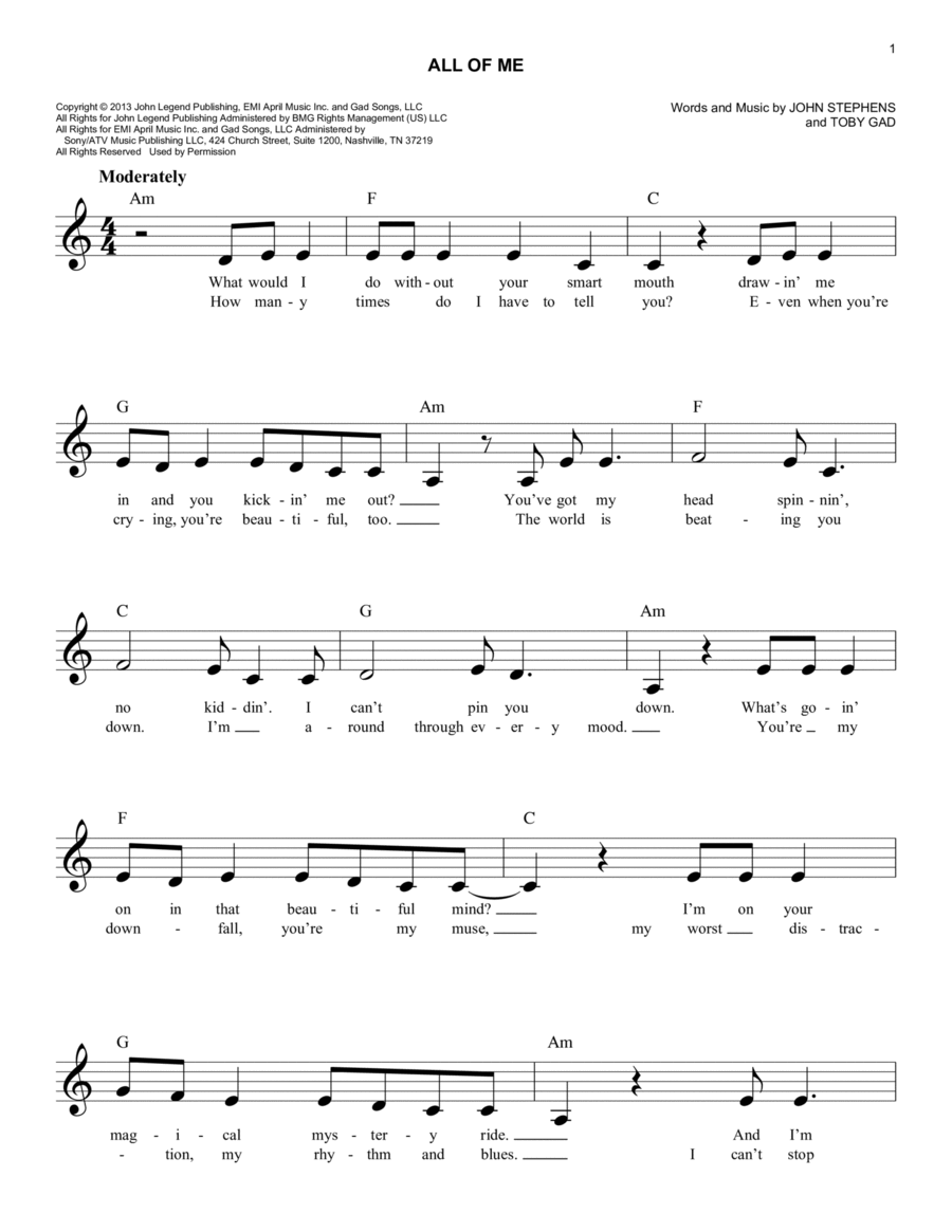 All Of Me Piano scores gallery preview page 1