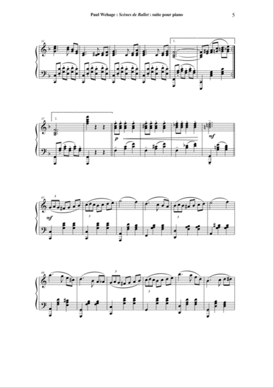 Paul Wehage: Scènes de Ballet for piano Piano Solo scores gallery preview page 5