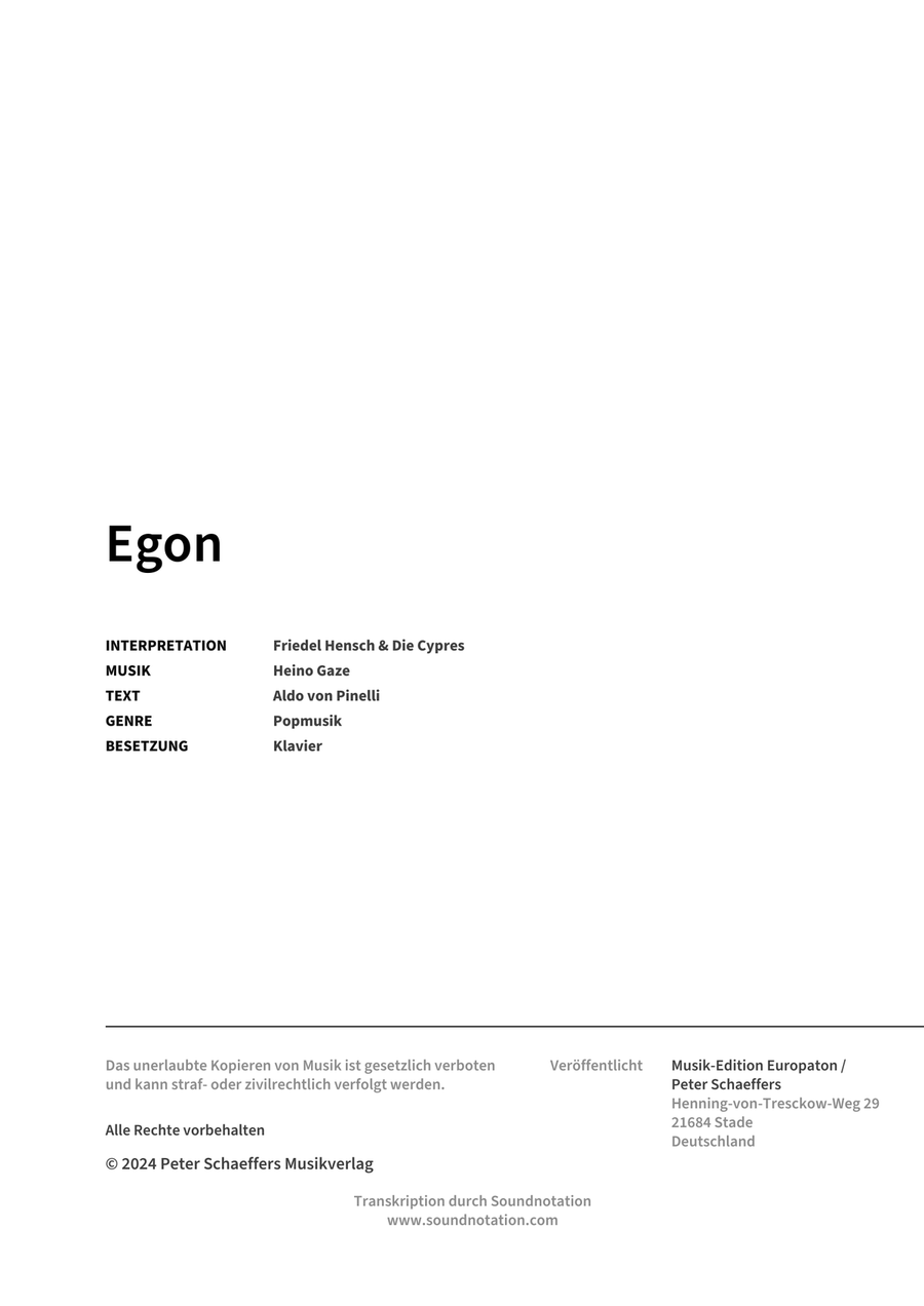 Egon Egon Piano Solo scores gallery preview page 2