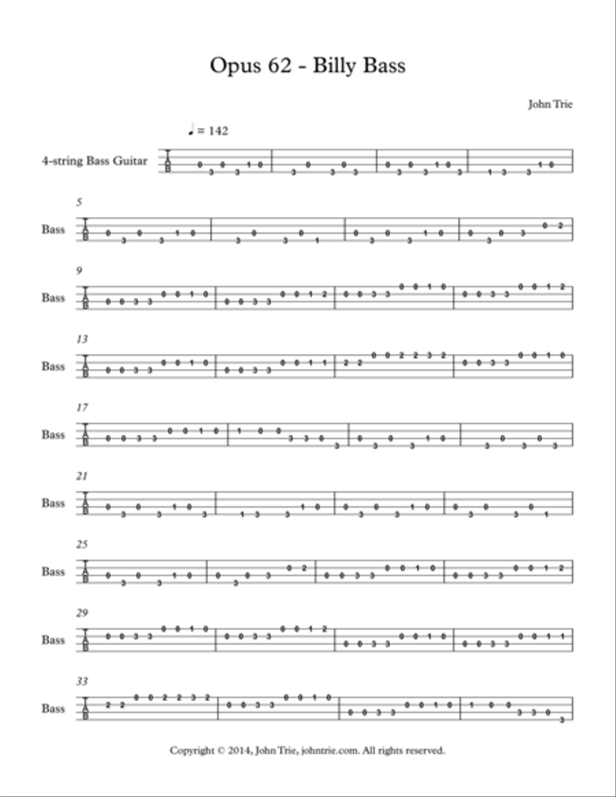Opus 62 - Billy Bass - tablature String Duet scores gallery preview page 2