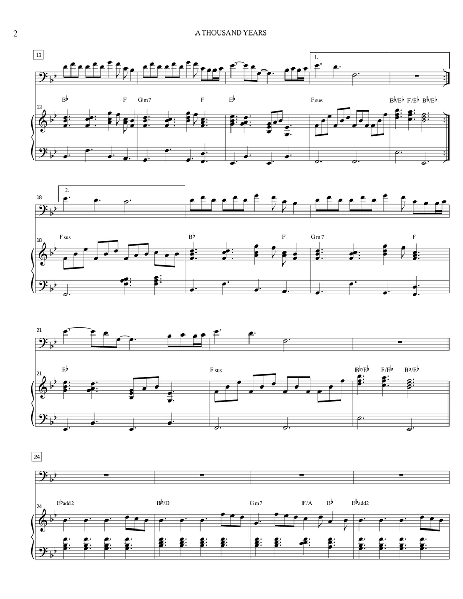 A Thousand Years Cello Solo scores gallery preview page 3