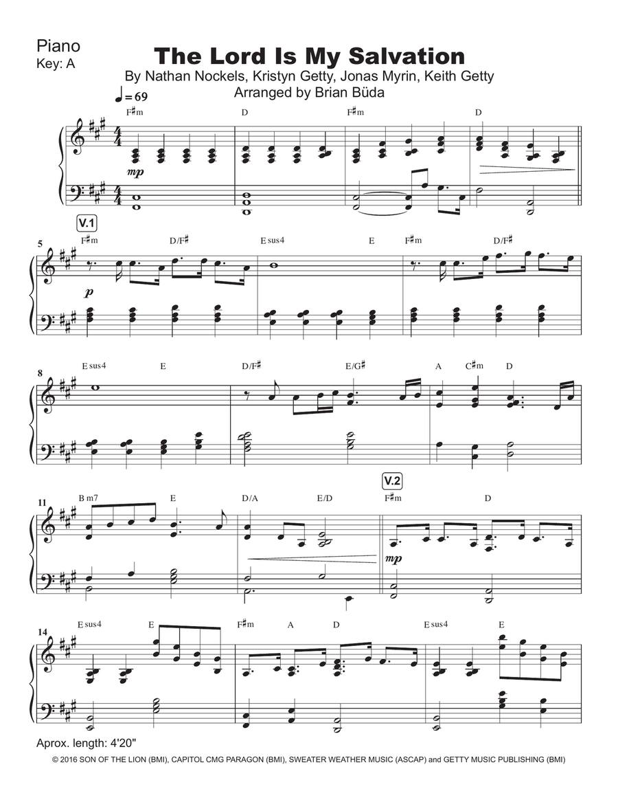 The Lord Is My Salvation Piano Solo scores gallery preview page 2