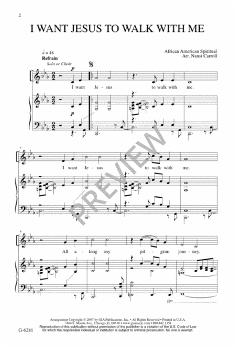 I Want Jesus to Walk with Me 3-Part scores gallery preview page 2