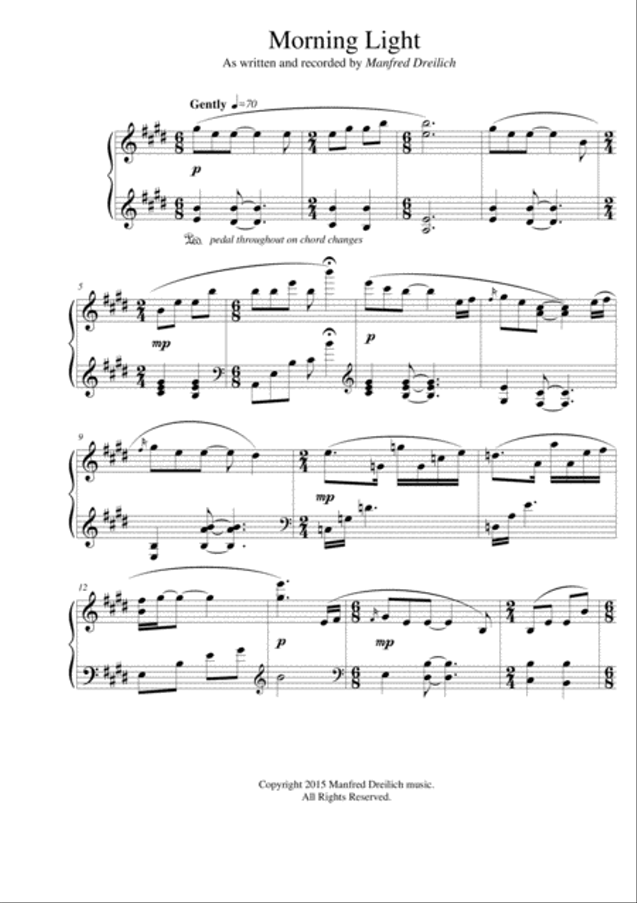 Morning Light Piano Solo scores gallery preview page 1