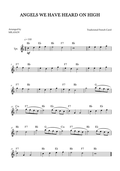 Angels We Have Heard on High | Christmas song | trumpet | easy beginner | Chords image number null