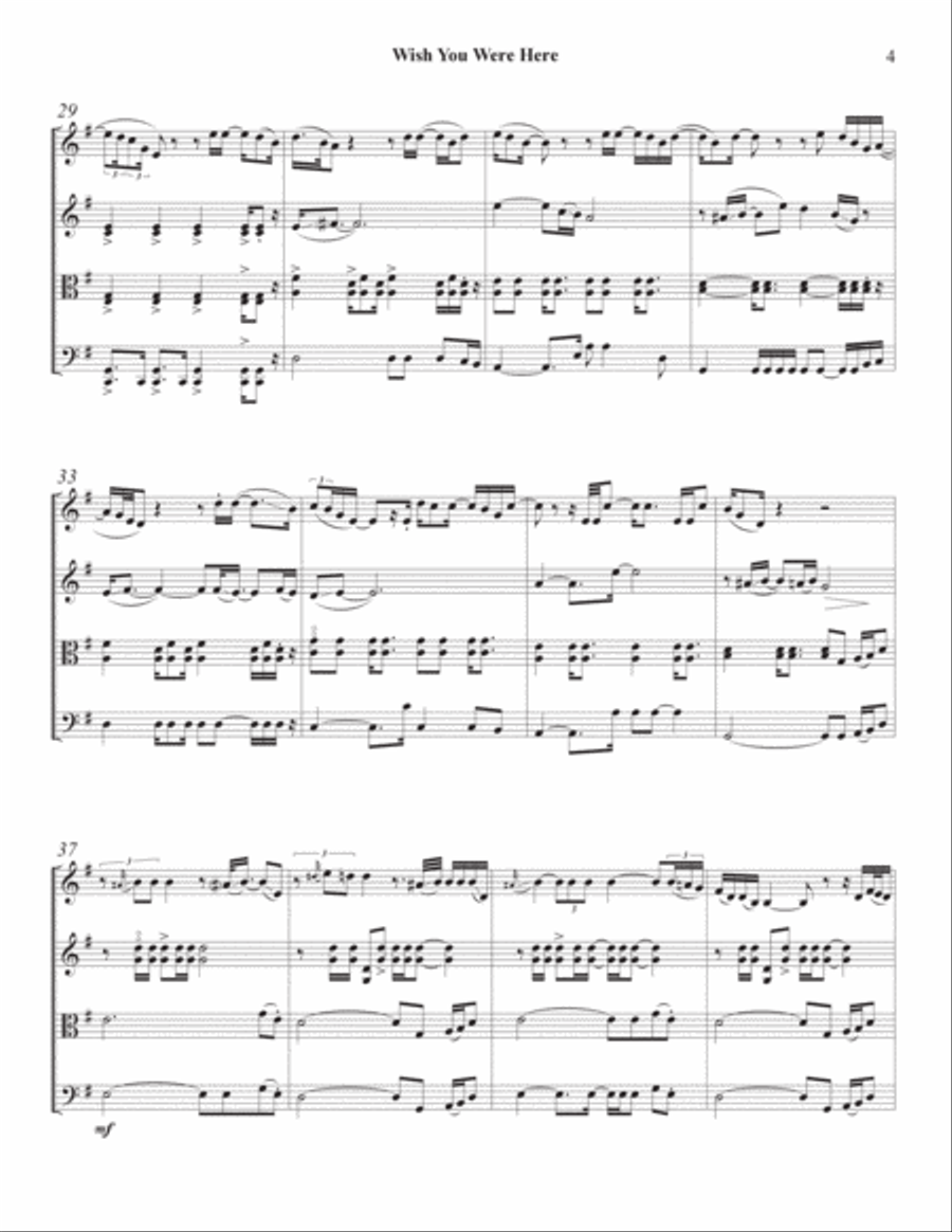 Wish You Were Here String Quartet scores gallery preview page 4