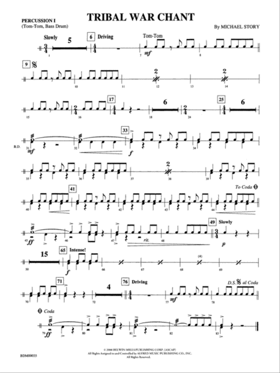 Tribal War Chant: 1st Percussion Concert Band scores gallery preview page 1