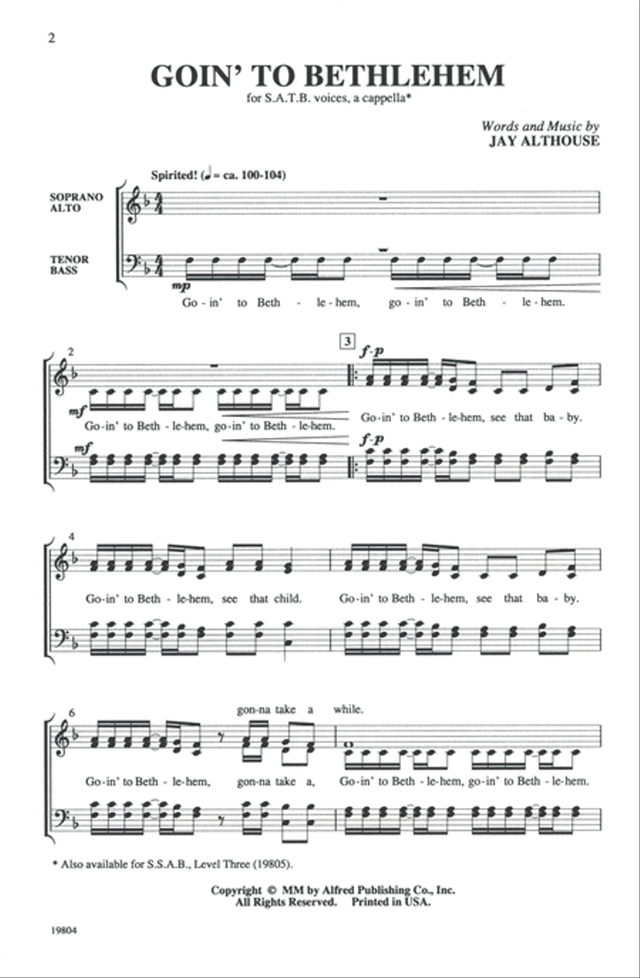 Goin' to Bethlehem 4-Part scores gallery preview page 9
