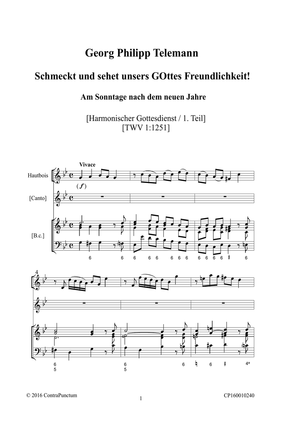 Harmonischer Gottesdienst TWV 1:1251 Schmeckt und sehet unsers GOttes Freundlichkeit! Oboe Solo scores gallery preview page 5