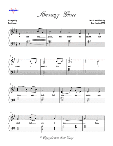 Amazing Grace (Early Intermediate Piano Solo)