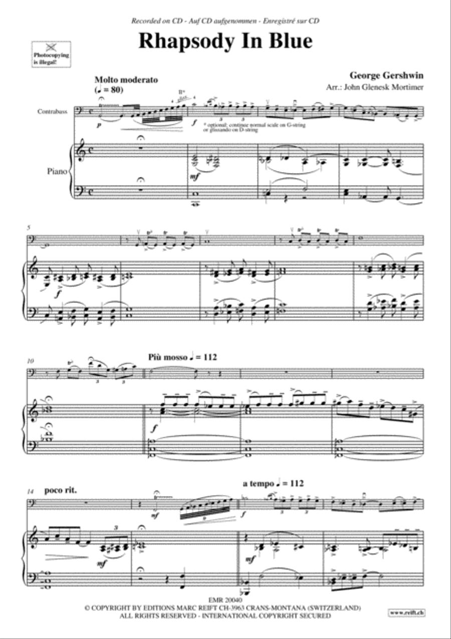 Rhapsody In Blue Double Bass scores gallery preview page 3