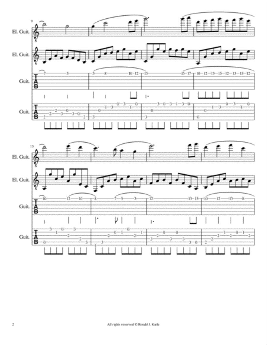 Fantasy in C Guitar Tablature scores gallery preview page 3