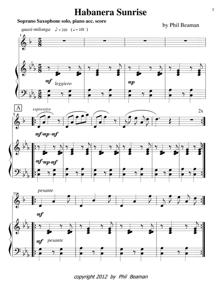 Habanera Sunrise-sop sax, piano image number null