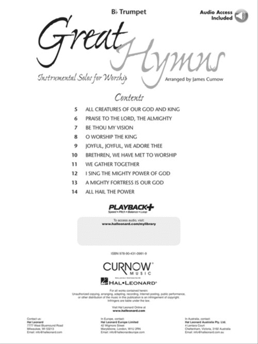 Great Hymns (audio access included) B-Flat Trumpet scores gallery preview page 2