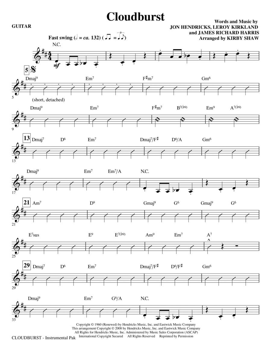 Cloudburst - Guitar Cloudburst - Guitar Choir scores gallery preview page 1