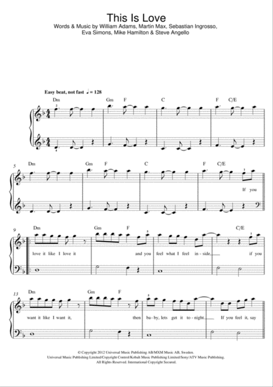 This Is Love This Is Love Easy Piano scores gallery preview page 1