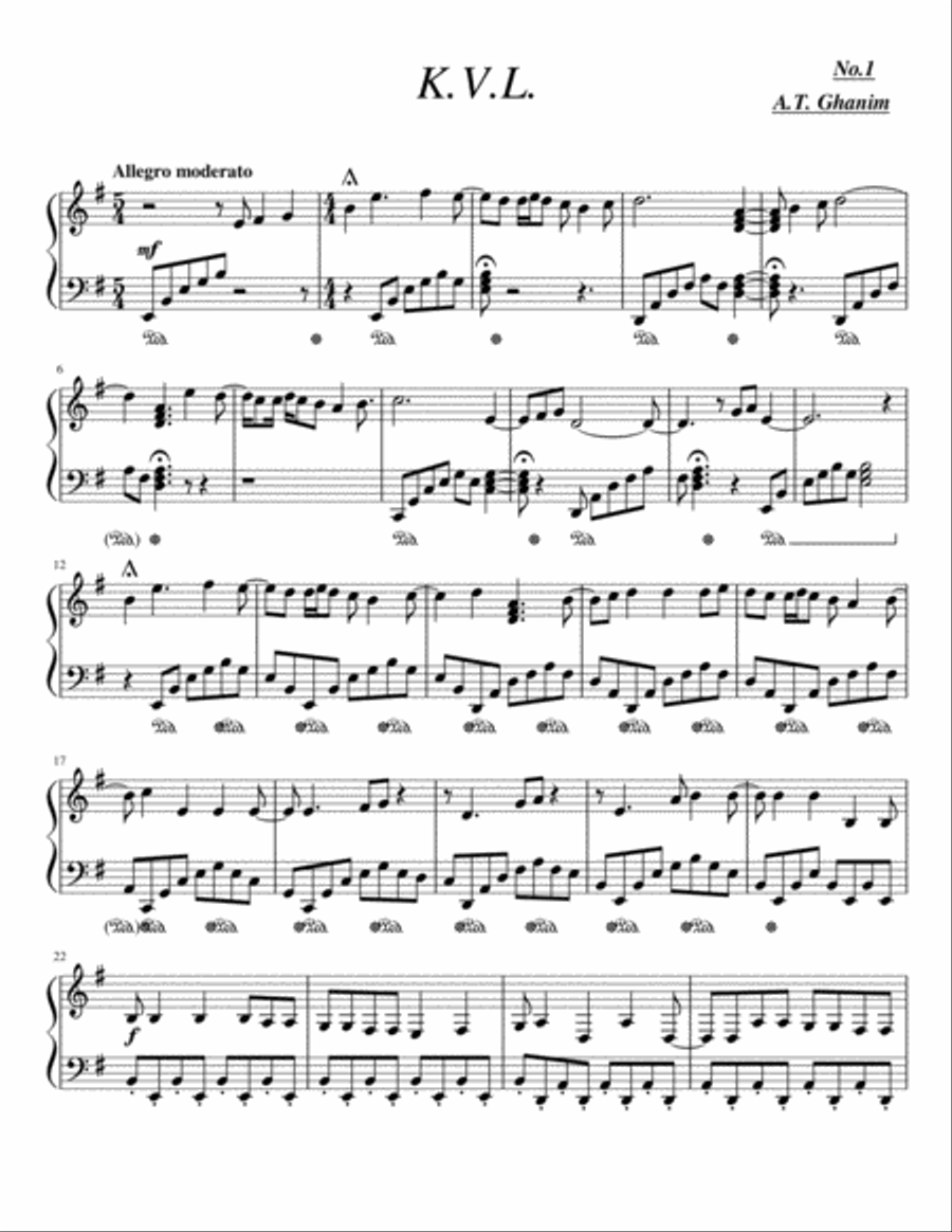 K.V.L. (I) K.V.L. (I) Piano Solo scores gallery preview page 1