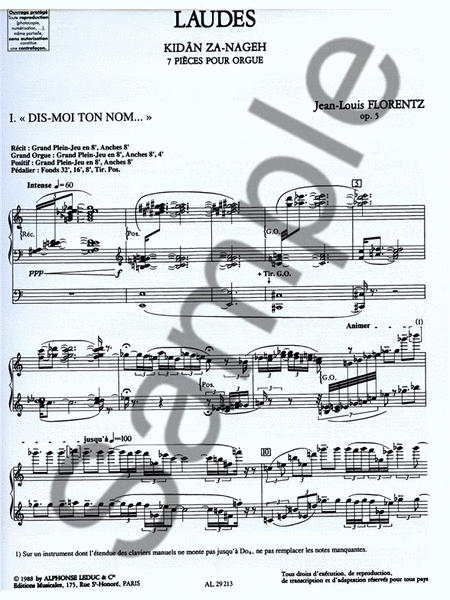 Laudes Op.5 (kidan Za-nageh) Complete (organ)