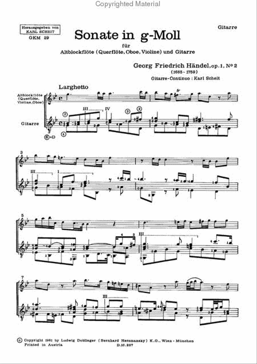 Sonata g-moll op. 1 / 2 Sonata g-moll op. 1 / 2 Oboe scores gallery preview page 2