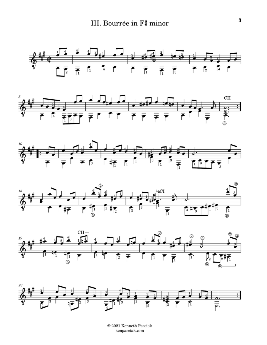 Bourrée in Twelve Keys (for Solo Guitar) Chamber Music scores gallery preview page 5