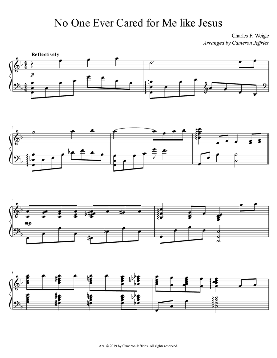 No One Ever Cared For Me Like Jesus Piano Solo scores gallery preview page 1