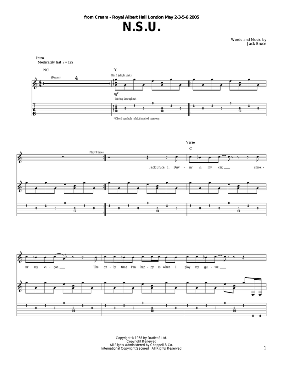N.S.U. N.S.U. Acoustic Guitar scores gallery preview page 1