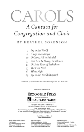 Book cover for Carols (A Cantata for Congregation and Choir)