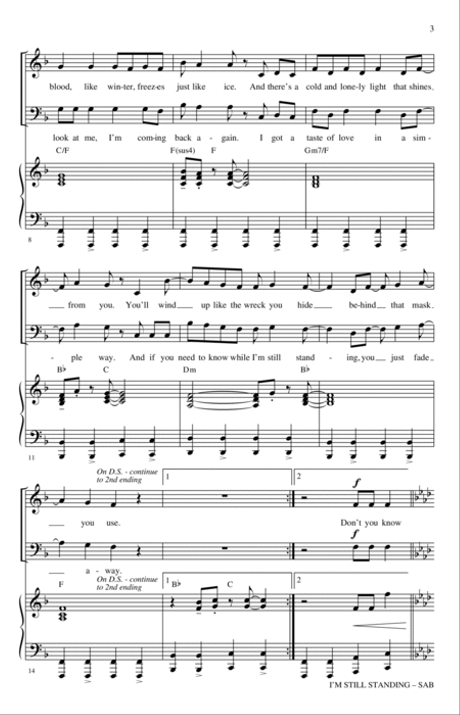 I'm Still Standing (arr. Pete Schmutte) 3-Part scores gallery preview page 2