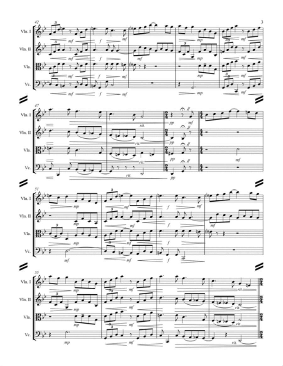 Ravel - Pavane For A Dead Princess (for String Quartet) String Quartet scores gallery preview page 4
