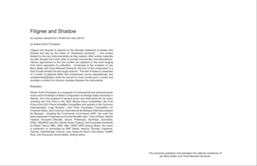 [Thompson] Filigree and Shadow Soprano Saxophone scores gallery preview page 5